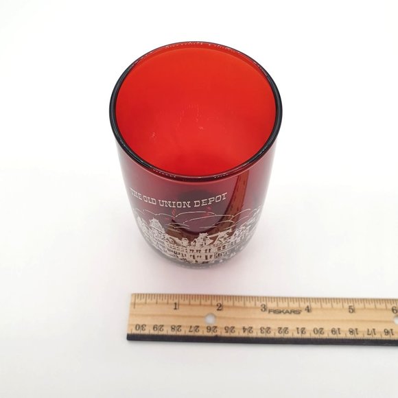 Old Union Depot Nelson Art Kansas 1850-1950 Ruby Red Juice Glass Replacement - Picture 3 of 8